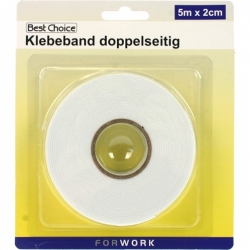 Juosta lipni dvipusė 5mx20mm balta