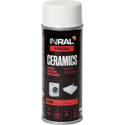 Dažai aerozolin. INRAL CERAMICS balti blizgūs RAL9003 400ml.