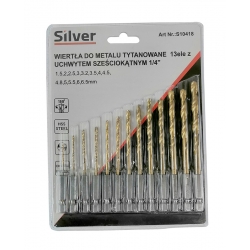 Grąžtų metalui rinkinys 13d. 1.5-6.5mm su HEX (1/4") laikikl...