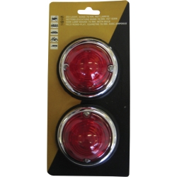 Žibintai auto apvalūs 70mm raudona sp  chrom.2vnt