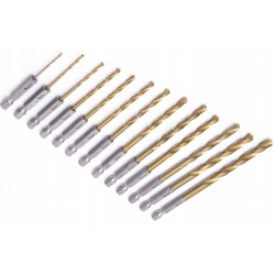 Grąžtų metalui rinkinys 13d. 1.5-6.5mm su HEX (1/4") laikikl...