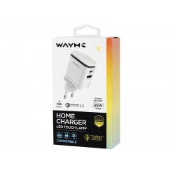Įkroviklis USB-C/USB 240V WAYME, 25W + LED reguliuojamas apš...