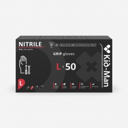 Pirštinės vienk. nitrilinės  GRIP  "L" 50vnt. juodos