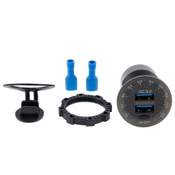 Lizdas įkrovimui įmontuojamas USB QC 3.0+USB 6A