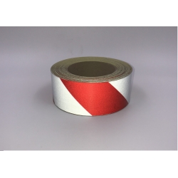 Juosta atšvaitinė 50mm x 1m BALTA/RAUDONA ( į dešinę)