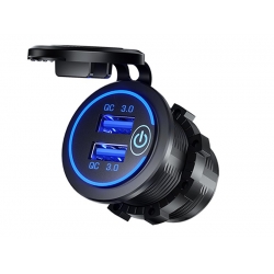 Lizdas įkrovimui įmontuojamas 2x USB QC 3.0 su jutiminiu jun...