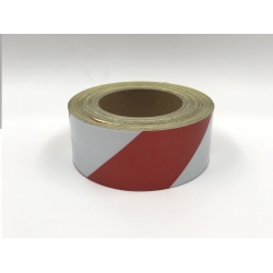 Juosta atšvaitinė 50mm x 1m BALTA/RAUDONA ( į kairę)