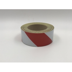 Juosta atšvaitinė 50mm x 1m BALTA/RAUDONA ( į dešinę)