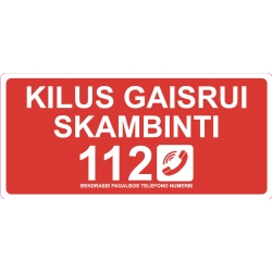 Lipdukas "Kilus gaisrui skambinti 112" 100x180mm