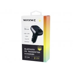 FM moduliatorius WAYME 12/24V su USB-C PD, QC4.0+, Auto-ID, ...
